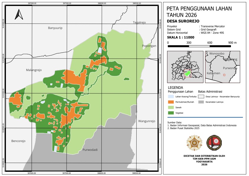 Peta Penggunaan Lahan Desa Surorejo 2026
